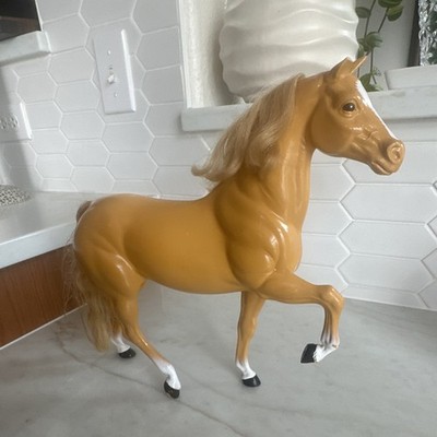 Palomino Plastic Model Horse Figure with White Blaze Rooted Mane & Tail