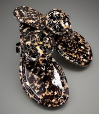 TORY BURCH Resin PATENT LEATHER MILLER Thong SANDAL Caramel Multi SZ US 7 NIB