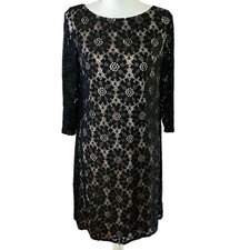 Eliza J Size 10 Black Lace Overlay Cocktail Sheath Dress