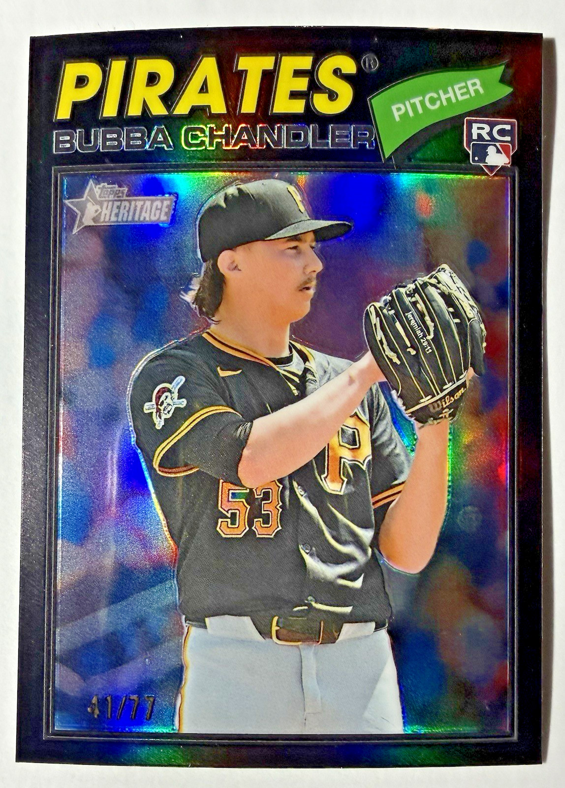 Bubba Chandler 2026 Topps Heritage Chrome #265 Black Bordered RC /77 Pirates