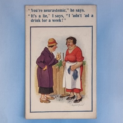 Comic Postkarte um 1930 Frauen klatschen neurastemisch hatten eine Woche lang keinen Drink Mcgill