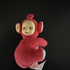 Teletubbies 4" Red Po Clip On Keychain Ring Backpack Plush /w Hard Face Y2K 2000
