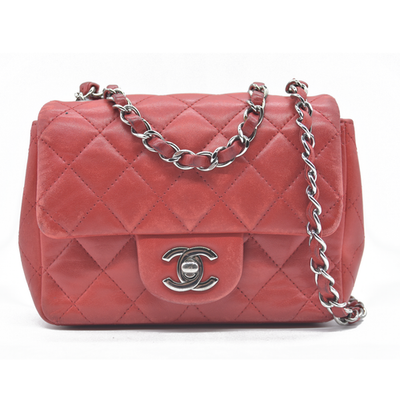 $5200 Chanel Classic Mini Square Flap Bag Red | eBay