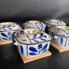 Lidded Square Small Bowl Japanese Tableware Ceramic Retro Japanese Pattern with