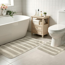 Bathroom Rugs Sets 2 Piece,Soft Absorbent Bath Mats and U-Shaped Toilet Rug