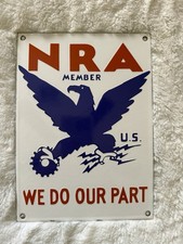 Vintage Nra National Recovery Act Roosevelt Porcelain Metal Gas Oil Pump Sign Vintage Nra National Recovery Act Roosevelt Porcelain Metal Gas Oil Pump Sign