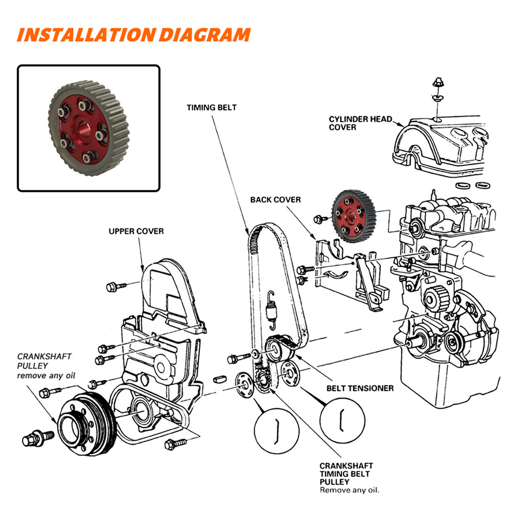 Diagram 1999 Honda Civic Timing Belt 14516-P2T-000 Genuine Honda