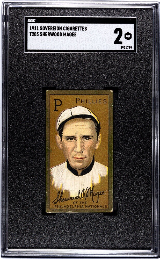1911 T205 Gold Border Sherwood Magee - SGC 2 Sovereign Cigarettes