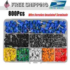 800PCS Copper Ferrule Wire Crimp Connectors Insulated Cord Pin End Terminals Kit