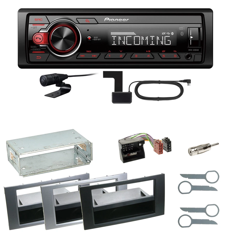 Pioneer MVH-330DAB Bluetooth DAB Einbauset für Ford Focus C-Max Fiesta Transit - Bild 1 von 1