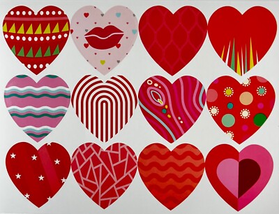   12 Lg HEART STICKERS Mod DESIGN Valentines Day LOVE lips star Planner 1.5''