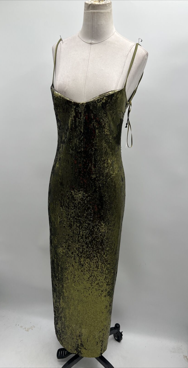 Galvan London Women's Green Sequin-embellished Fitted Midi Dress Size FR  36/US 4 | eBay