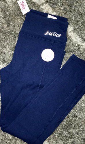 Girls justice full length fleece lined legging size 8 new navy - Picture 1 of 2