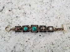 Lucky Brand Bracelet with Multi Colors, Flowers on black, Boho; Mint Condition