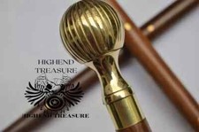 Golden Finished Knob Head Brass Handle Wooden Walking Stick Cane Handmade Gift