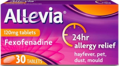 Allevia 120mg - Hayfever, Allergy, Pet, Dust, Mould Allergy Relief - 30 Tablets