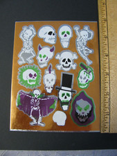 Unbranded Stickers HALLOWEEN Metallic Skeletons 1 Sheet NO PACKAGE