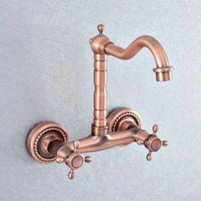Antique Red Copper Bathroom Basin Faucet Wall Mount Tub Sink Mixer Tap Zsf859