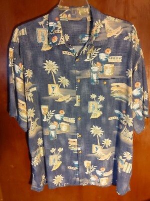 Paradise Collection Hawaiian Shirt Men's 2XL Tropical Cocktails 