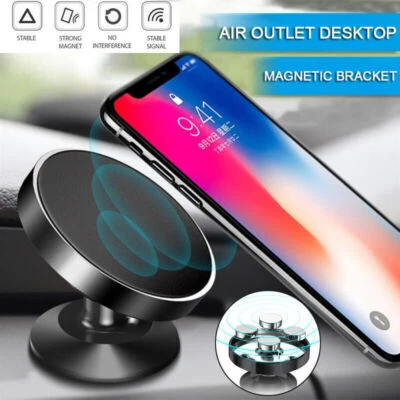 Magnetic Car Phone Holder Dashboard Mount 360 Rotation Black GPS Stand Universa - image 1 of 4