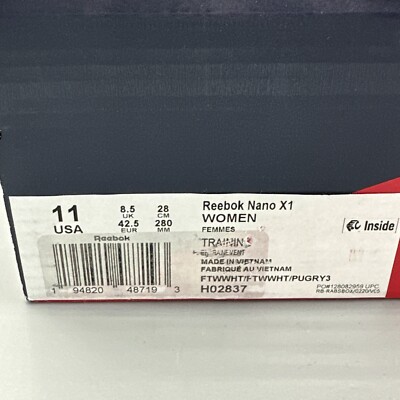 J＊J Reebok Nano X1 Low Top Womens Trainer Shoes White H02837 Size 11