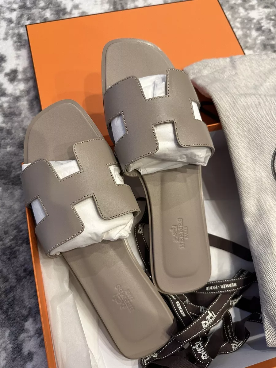 Brand New Hermes Oran Sandal Beige mastic Color Size 39.5 FULL SET