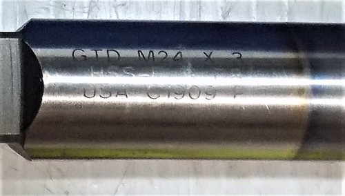 GTD Esteso Destro HSS Liquido di Raffreddamento Thru Taglio Conico Rubinetto M24 X 3 H8 X 9" OAL X 3 F - Foto 2 di 4