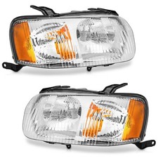 WEELMOTO Driver & Passenger Headlights For 2001-2004 Ford Escape Chrome Headlamp