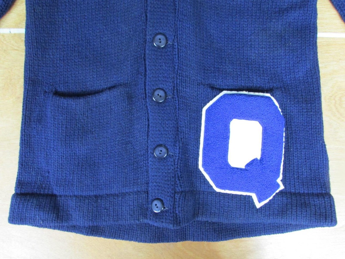 Vintage 1950s Princeton Blue Wool Varsity Cardigan Sweater Q