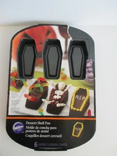 Wilton Halloween 6 Cavity Coffin Cake Pan Casket Cupcake Mold Dessert Shell Bake
