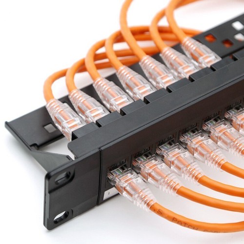 19Inch 1U Cabinet Rack Pass-Through 24 Port CAT6 Patch Panel RJ45 Cable Adapter - Photo 5/7