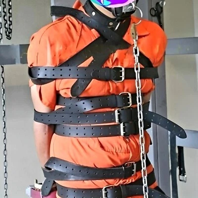 FOND OF MILITARY 8 Pcs Real Leather Bondage Straps BDSM Full Body Harness Restraint Belts