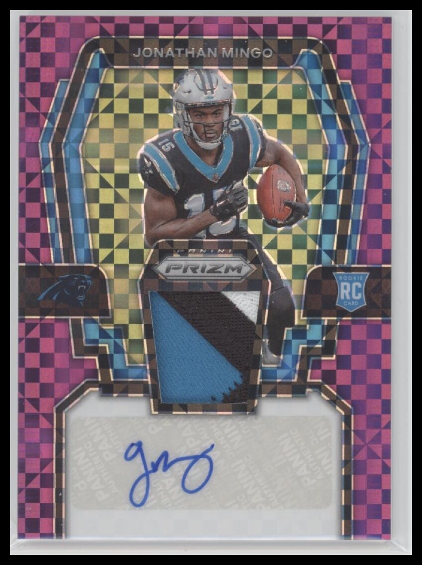 #RPA-JM Jonathan Mingo 2023 Panini Prizm #/49 RC Patch Auto Prizm Purple Power