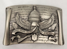 The Right to Bear Arms 2nd Amendment Belt Buckle Vintage 1983 2" x 3"