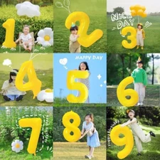 40" Pastel Yellow Giant Foil Number Self Inflating Balloons Birthday Party