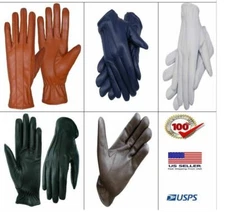 Unisex unlined Police Dressing Driving Fashion soft Sheep 100% Leather Gloves
