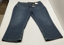 Lee Regular Fit Mid Rise Capri Jeans Women's Blue Dark Wash Denim High Rise 14M