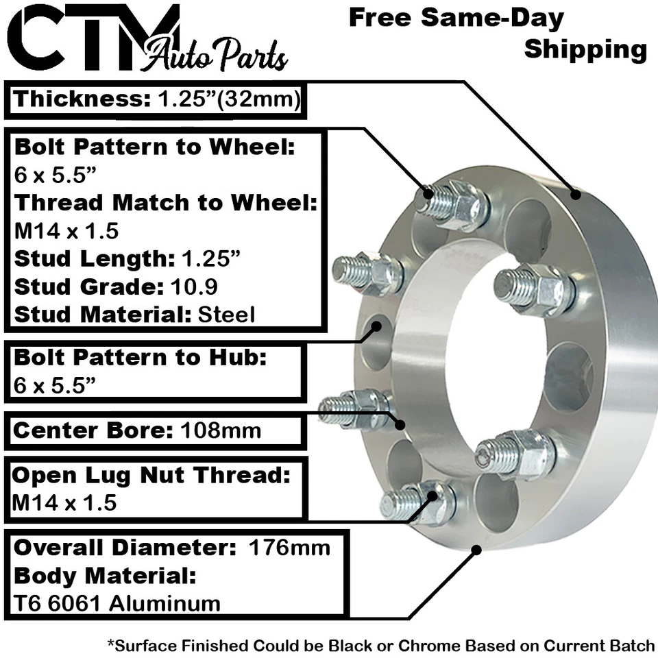 Adaptador espaciador de rueda 4x 1,25" de espesor 6x5,5" (6x139,7 mm) compatible con Sierra1500 Yukon y más Foto 2 de 4