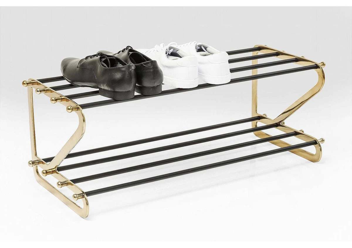 Two Tier Black Brass Shoe Rack dazzling design for hallway