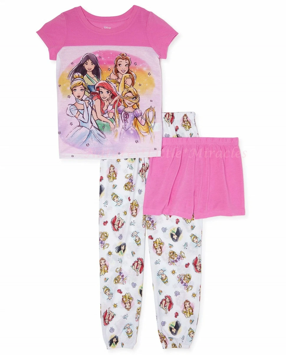 Disney Princess Girls Pajamas Set Size 4 - 10 Top Shorts Pants