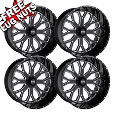 Set-4 Hardrock Offroad Slammer 22x12 5x127 -44mm Black Milled Wheels Rims 22