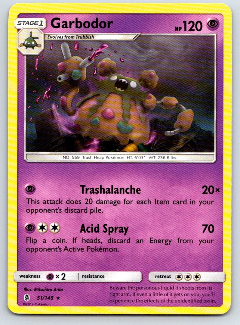 Garbodor 51/145 Rare Guardians Rising Pokemon Lightly Played