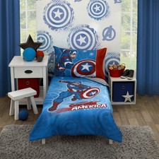 Marvel Captain America 4 Piece Toddler Bedding Set, Toddler Boy