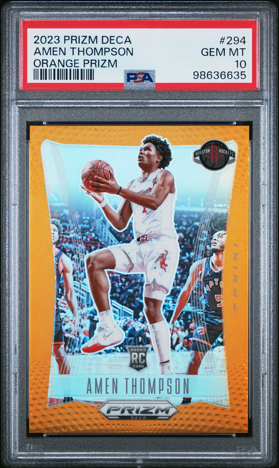 2023 Panini Prizm Deca Amen Thompson #294 Orange Rookie /49 PSA 10