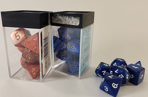 3 Sets Chessex Dice Poly- Vortex Blue w/ Gold (7), Scarlet w/Gold (7), Blue (6)