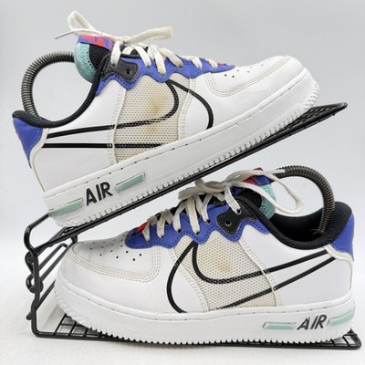 Nike Air Force 1 Low React Weiß Blau Rot Turnschuhe Größe UK 4,5 Damen CD6960-101