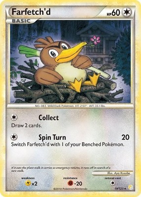Pokémon TCG - Farfetch'd - 19/123 - Rare - HeartGold & SoulSilver [Light Play]