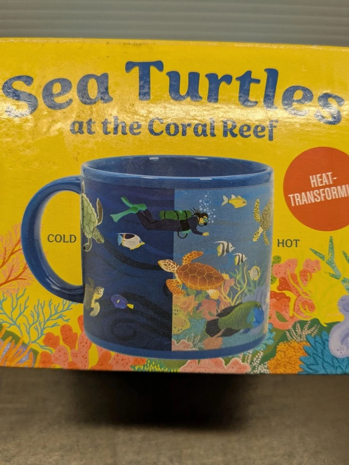 Taza de arrecife de coral tortugas marinas cambio de color transformador de calor Jacques Cousteau cotización Foto 3 de 4