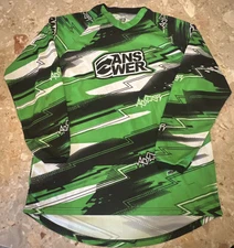 Vtg Answer Racing Motocross Jersey Men Large Green Long Sleeve Tiawan
