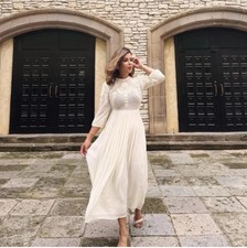 ZARA SIZE M NEW WOMAN SS25 ZW COLLECTION EMBROIDERED DRESS Ecru  6895/044